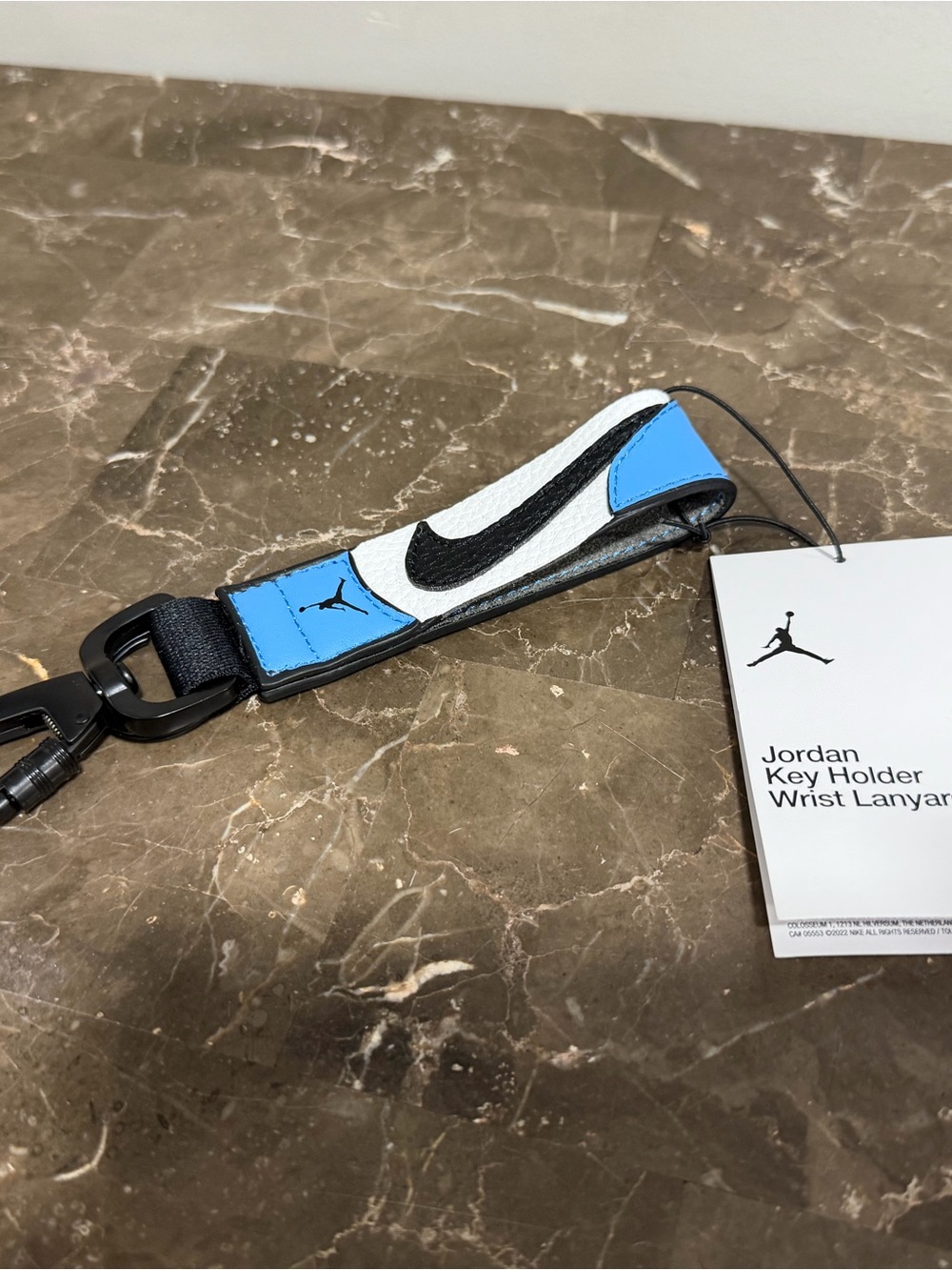 Nike Air Jordan Trophy Key Holder Keychain Wrist CAROLINA BLUE /White Lanyar